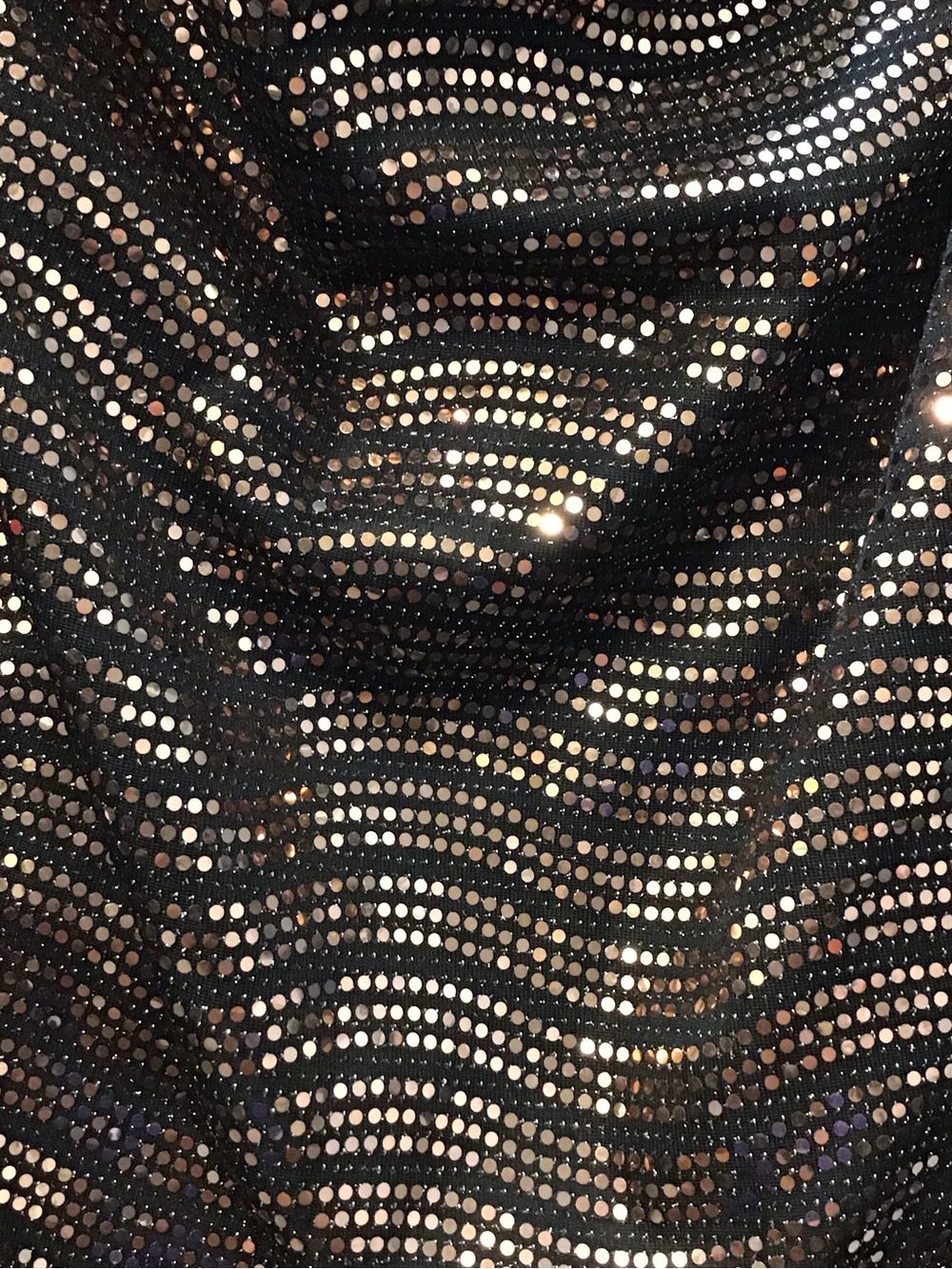260 Halter Top w/ Dramatic Cowl neckline Pointed V Shape  with Gold Sequin Trim - Picture 3 of 8